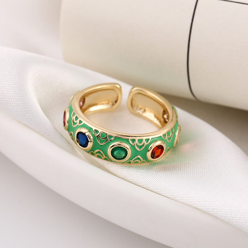 Venta al por mayor Anillo ajustable de apertura de ojo de diablo de cobre